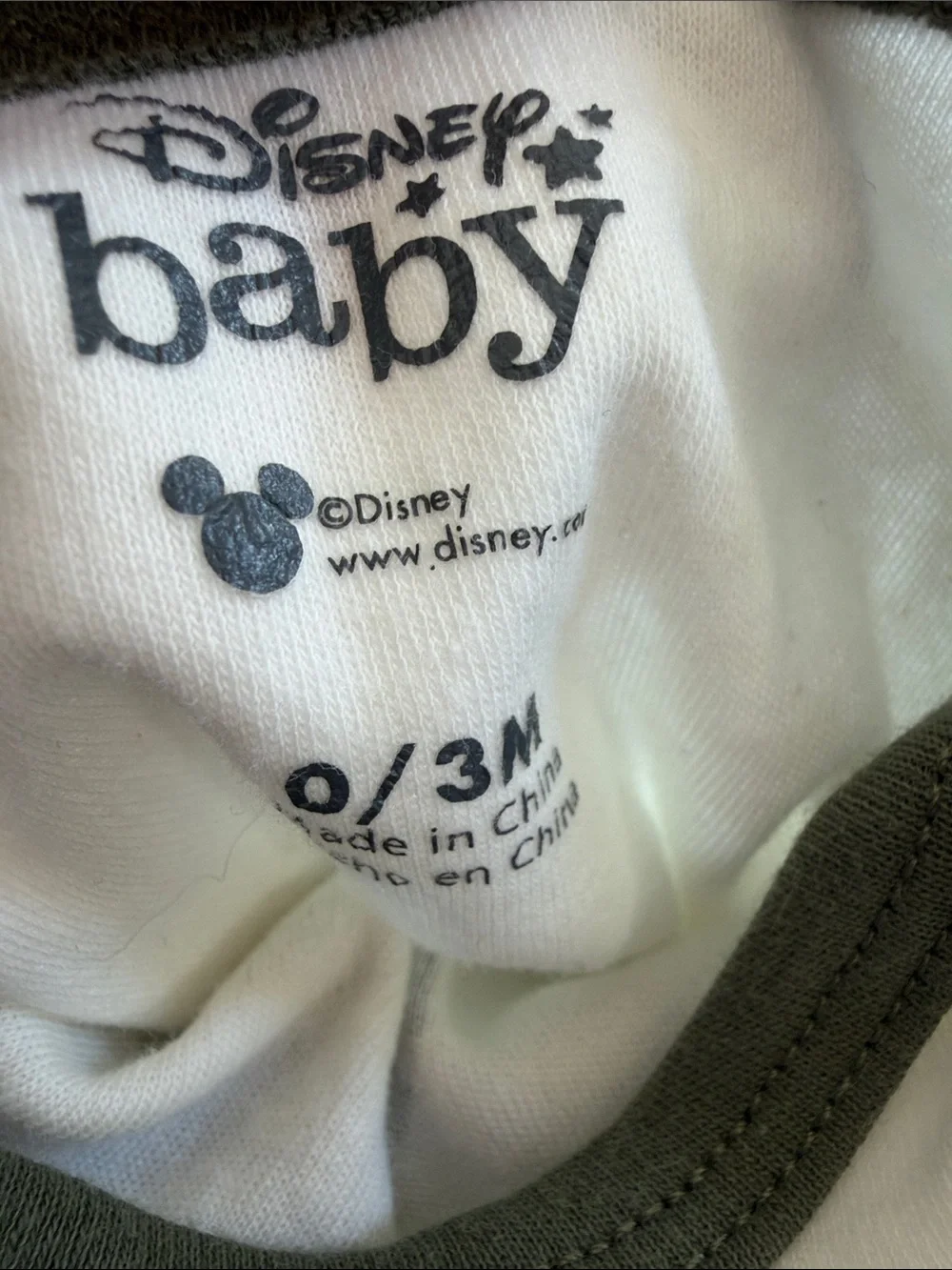 Disney White and Olive Mickey Mouse Bodysuit with Blue Shorts